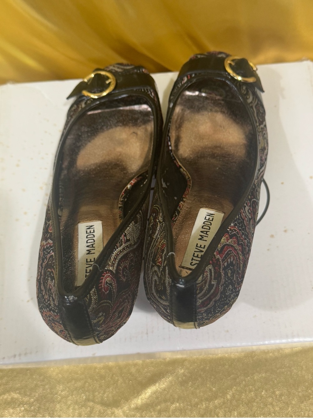 NIB Vintage Steve Madden Leilani Paisley Peep-Toe Pumps Size 7.5 - Picture 6 of 13